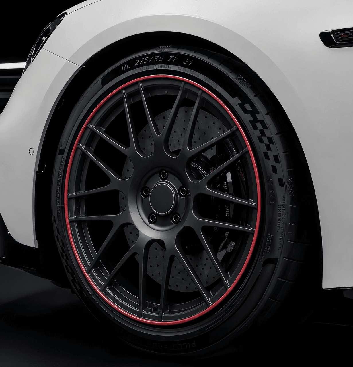 OEM Style Forged Wheel for Mercedes-Benz AMG C 63 / Mercedes-Benz S-Class / Mercedes-Benz E-Class (matte black red lip)