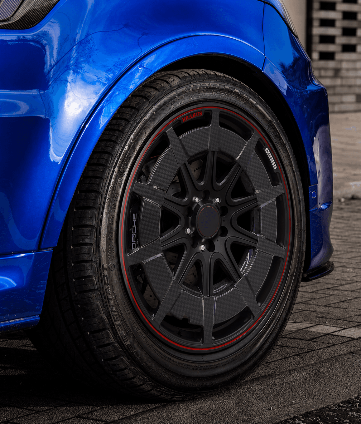 Mercedes-Benz OEM RS Style Wheel (gloss black+red line and letters(carton fiber print))